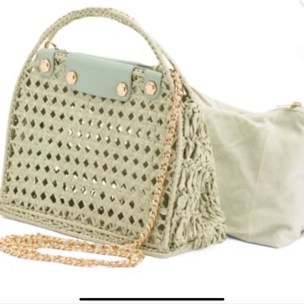 House of Harlow 1960 Framed Raffia Satchel - Picture 3 of 5